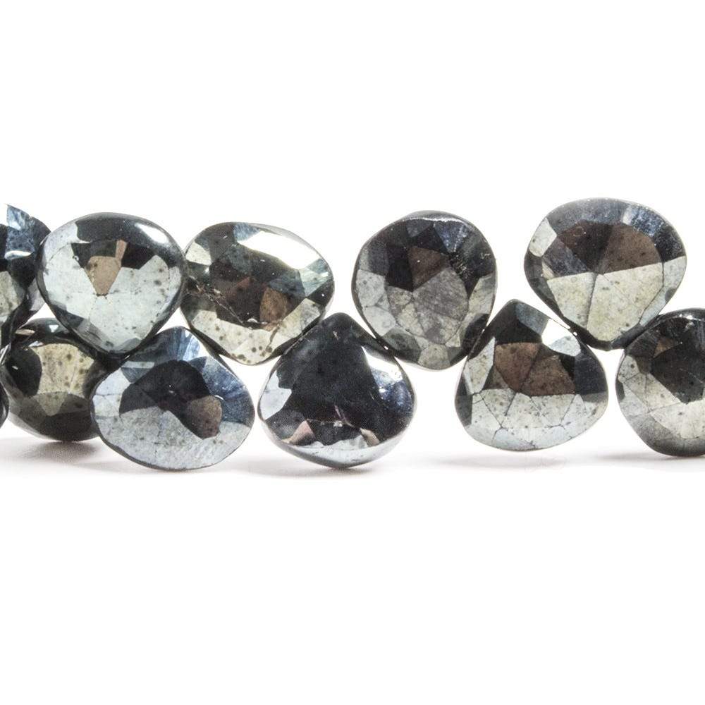 9mm Metallic Black Spinel Faceted Heart Beads 8 inch 43 pieces