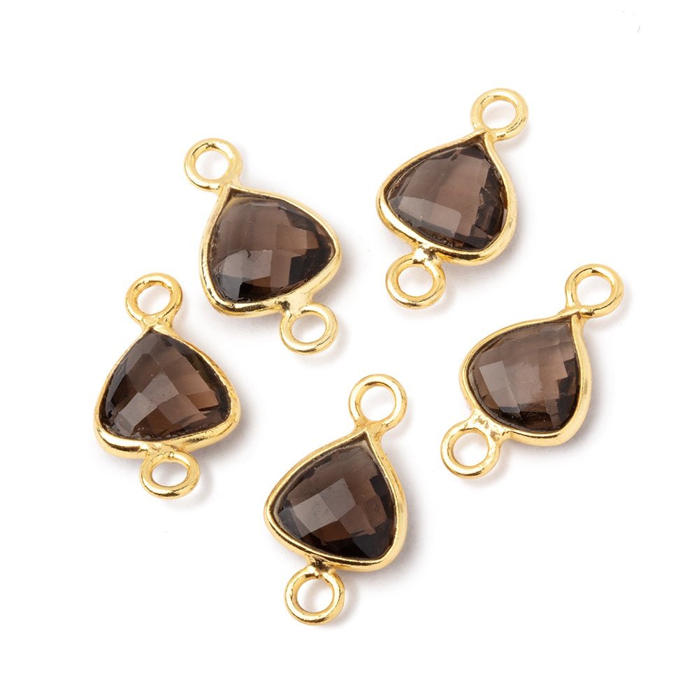 9mm Vermeil Bezel Smoky Quartz Faceted Trillion Connector 1 piece