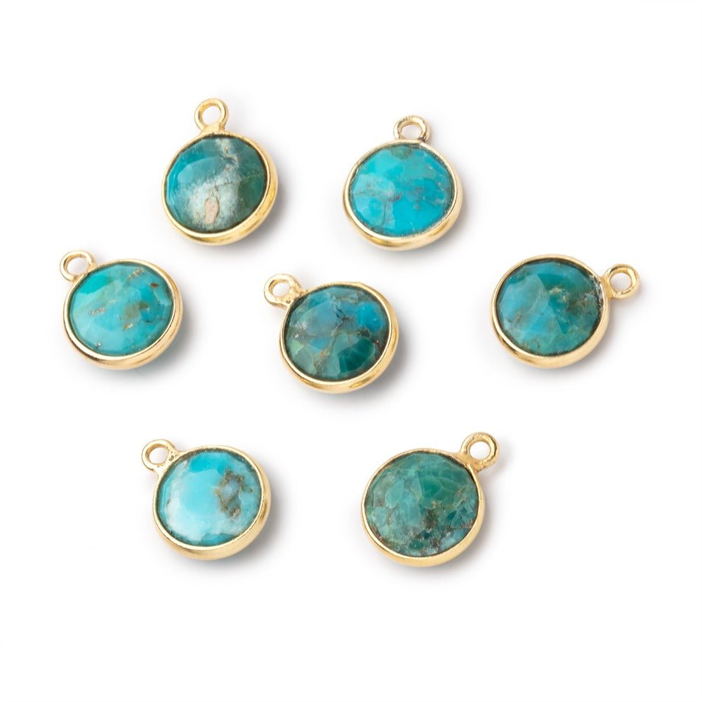 9mm Vermeil Bezel Turquoise Faceted Coin Pendant 1 Focal piece