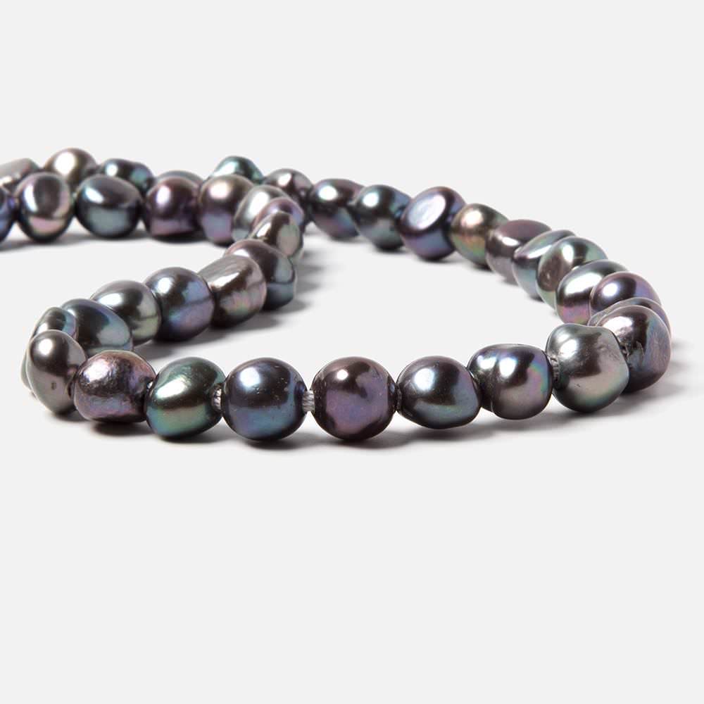 9x10-10x11mm Pistachio Peacock Baroque 2.5mm large hole Pearl 15 in. 42 pcs