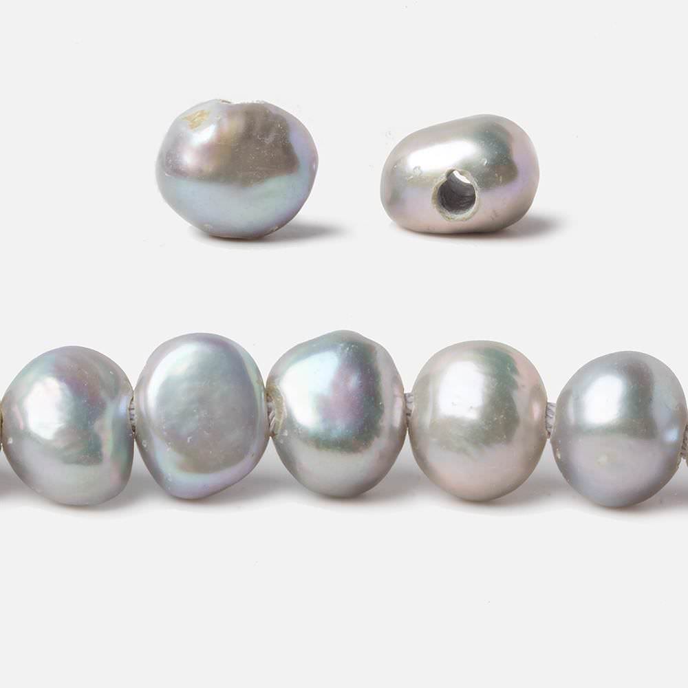 9x10-12x9mm Rose Silver Baroque 2.5mm large hole Freshwater Pearl 15 in 43 pcs