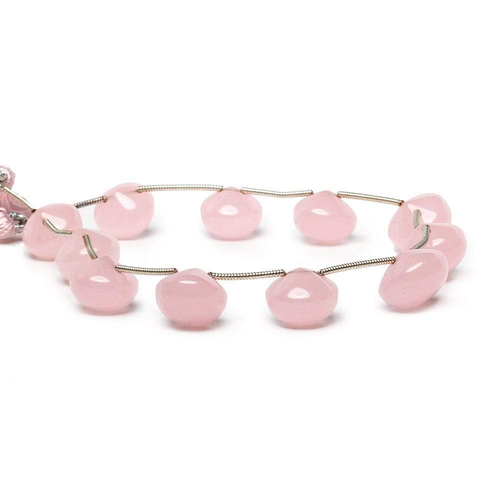 9x11-9x13mm Petal Pink Chalcedony Plain Candy Kiss 8 inch 11 beads