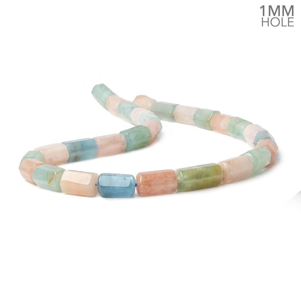 9x11-9x14mm Multi Beryl Hexagon Tubes 16 inch 32 large hole beads AA