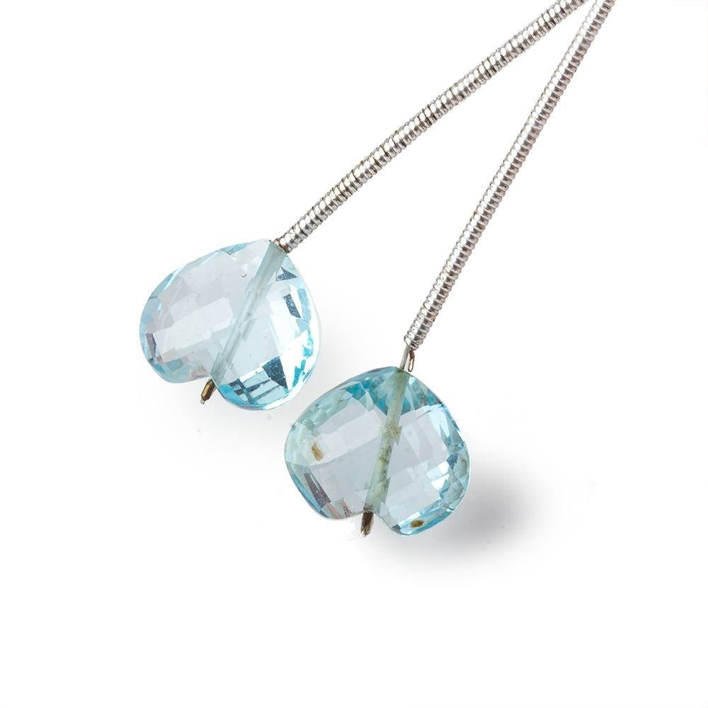 9x12mm Blue Topaz Straight Drill Cleft Heart Focal Beads Set of 2 AA
