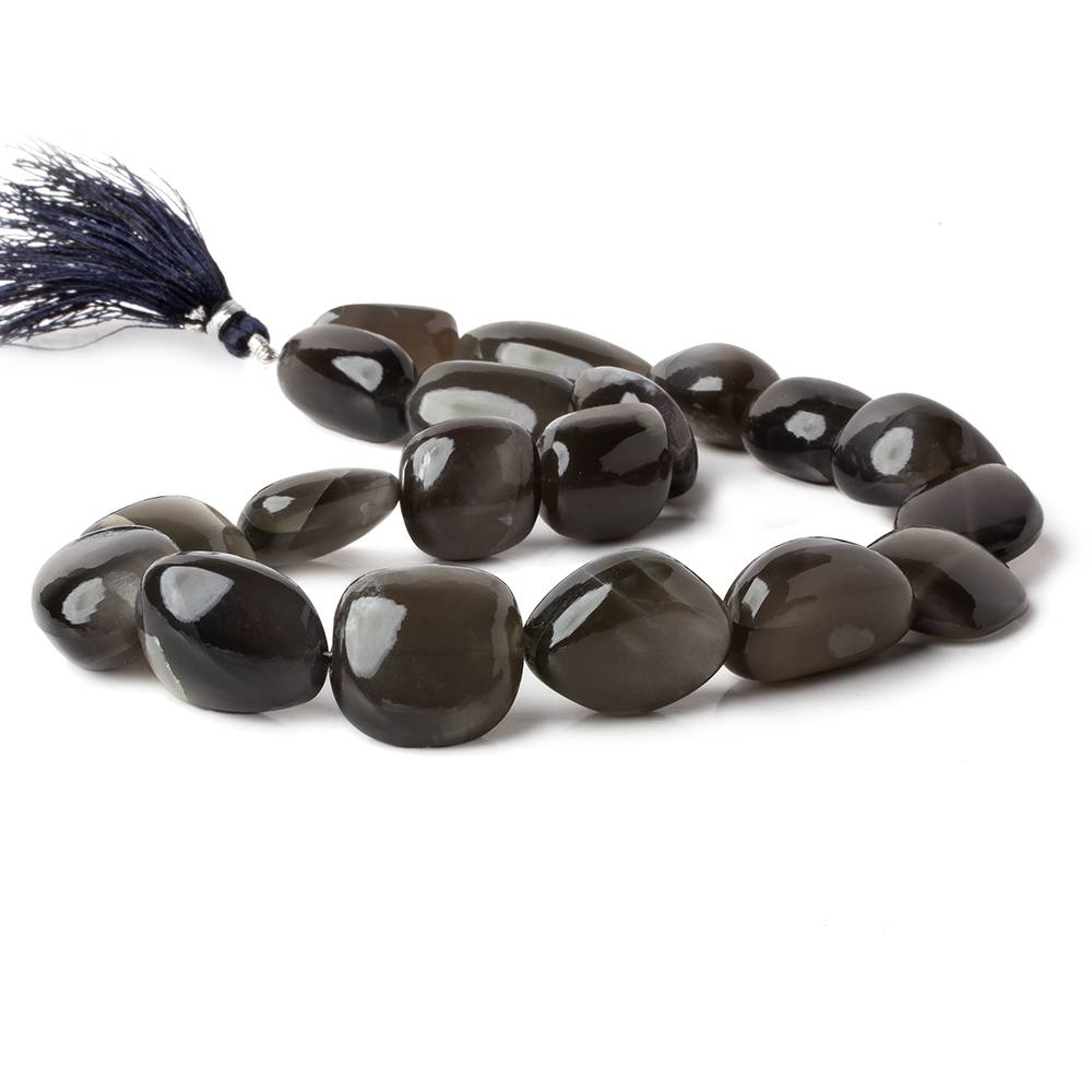 9x13mm - 11x20mm Platinum Grey Moonstone plain nuggets 14.5 inch 19 beads A