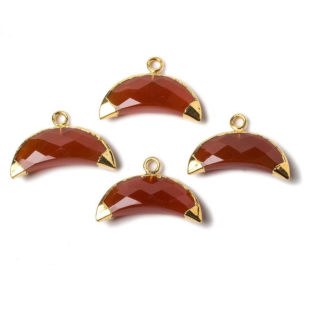 9x20mm Gold Leafed Carnelian Cresent Moon Pendant 1 focal bead