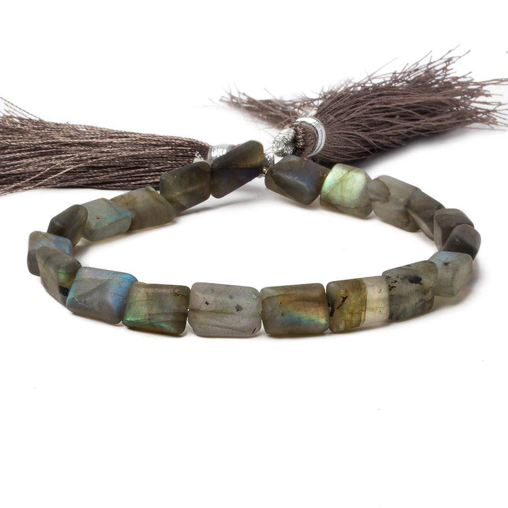 9x6-10x6mm Matte Labradorite plain rectangle beads 7.5 inch 20 pieces