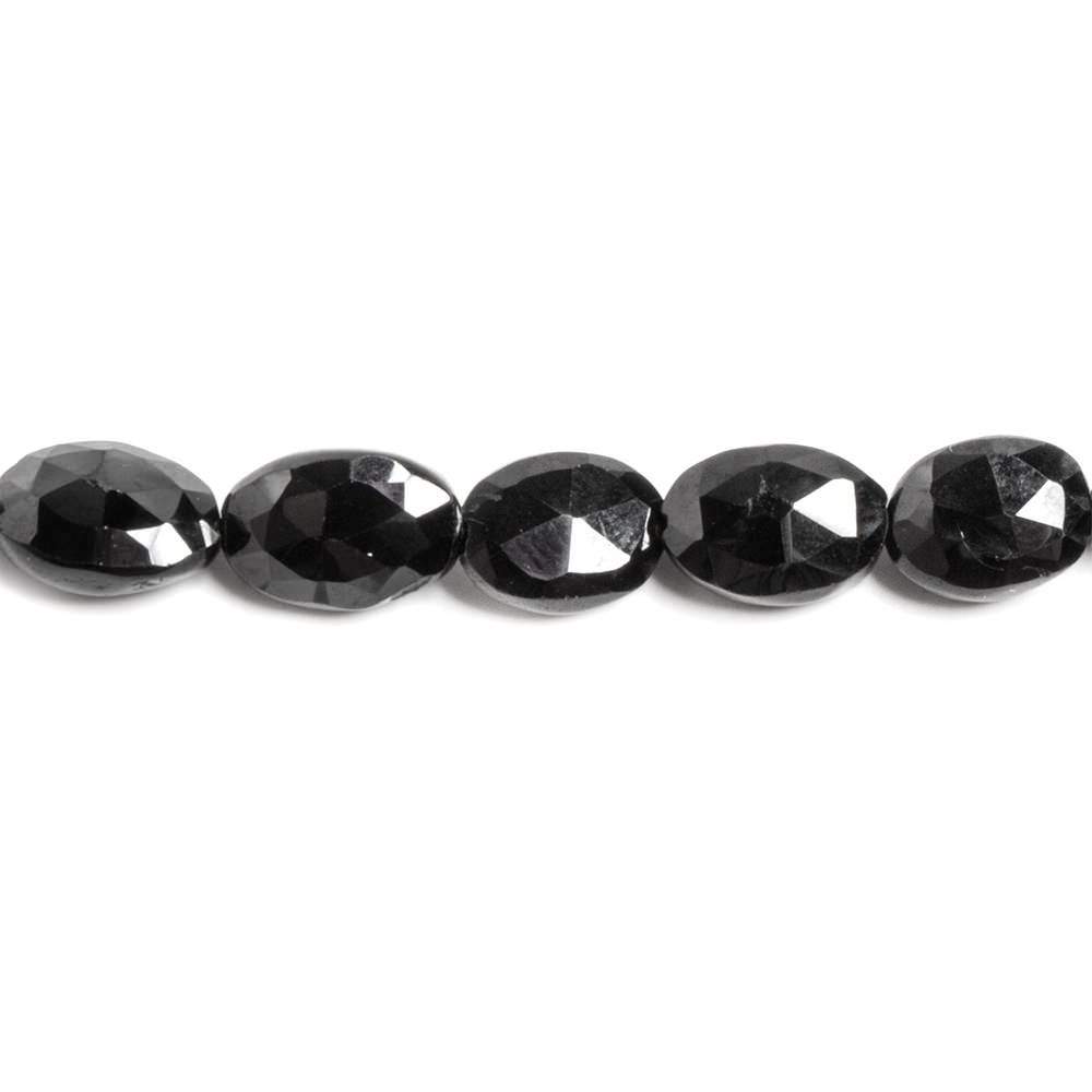 9x6mm Black Spinel Straight Drill Faceted Oval 16 inches 40 pcs