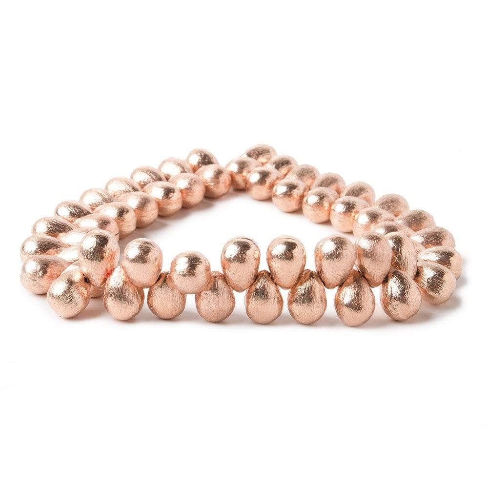 9x6mm Rose Gold plated Copper Brushed Tear Drop Beads 8 inch 52 pieces