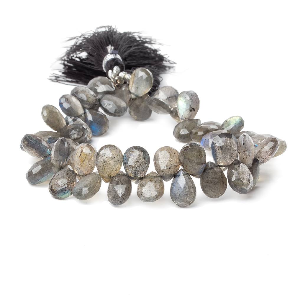 9x7-10x7mm Labradorite faceted pear briolette beads 8 inch 50 pieces A