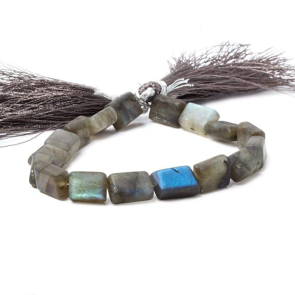 9x7-10x8mm Matte Labradorite plain rectangle beads 7.5 inch 17 pieces