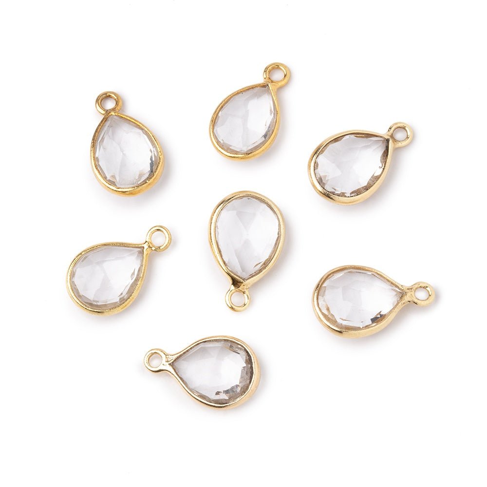 9x7-10x8mm Vermeil Bezel Crystal Quartz faceted pear Pendant 1 focal bead