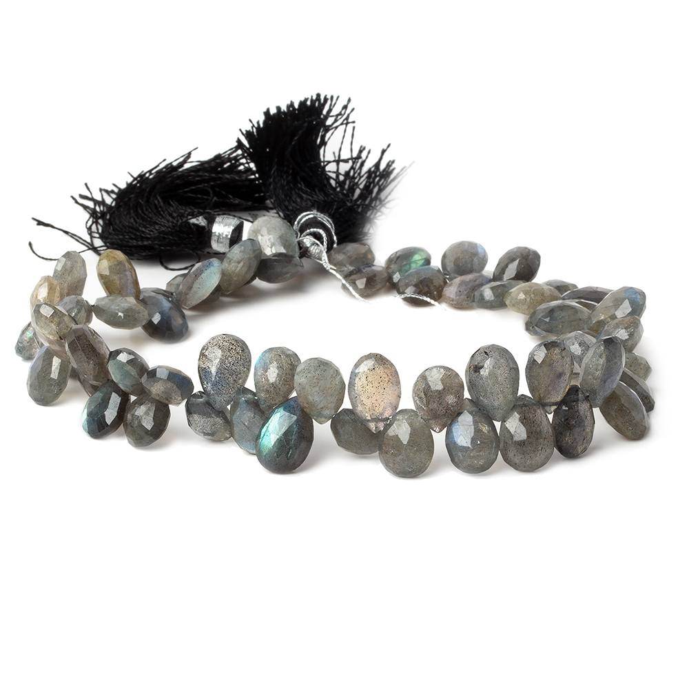 9x7-11x7mm Labradorite Faceted Pear Beads 9 inch 55 pieces