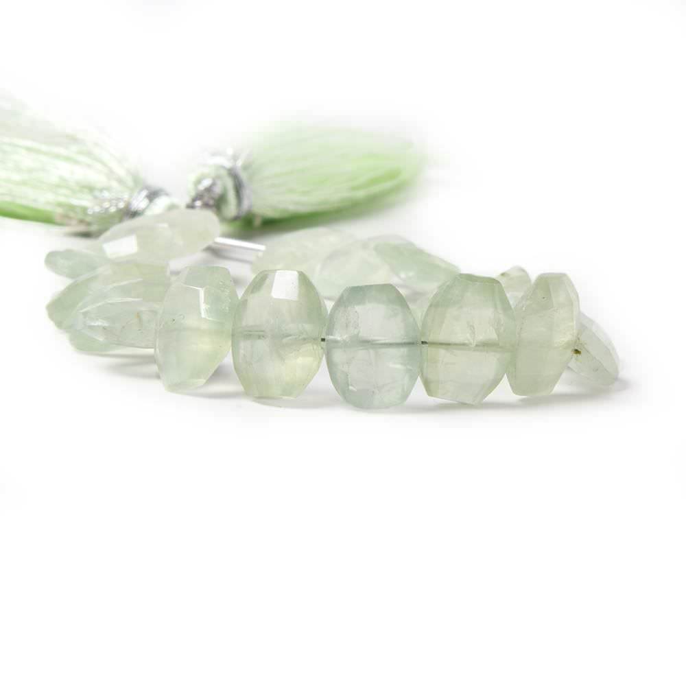 9x7-11x8mm Prehnite side drilled Faceted Cushion Beads 6 inch 18 pieces