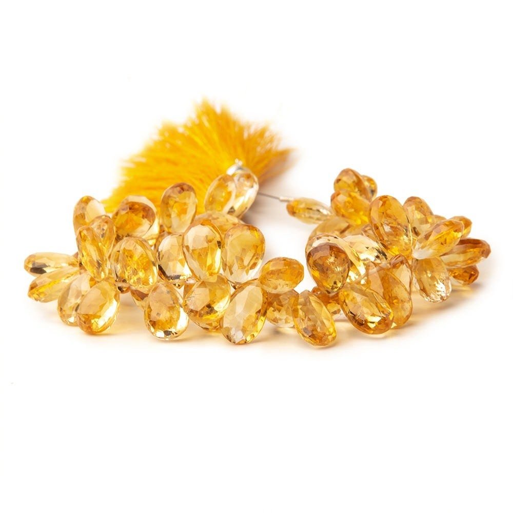 9x7-13x8mm Citrine Faceted Pear Beads 8 inch 68 pieces