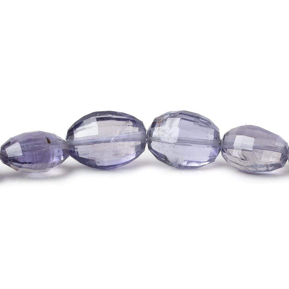 9x7-13x9mm Iolite Checkerboard Faceted Oval Beads 8 inch 19 pieces AA