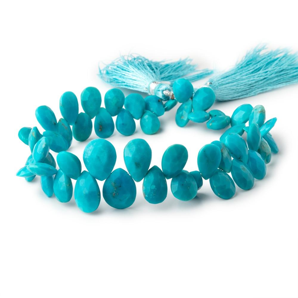 9x7-14x10mm Sleeping Beauty Turquoise Faceted Pear Beads 9 inch 50 pieces