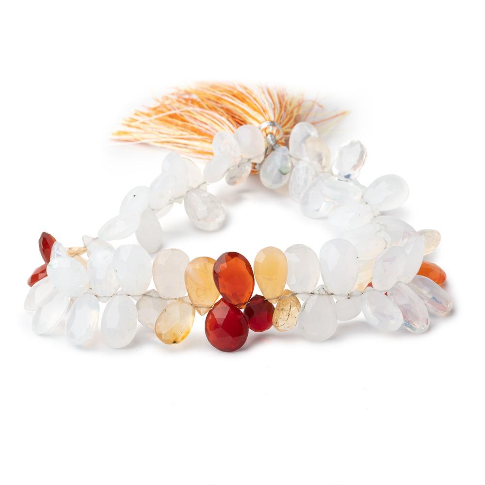 9x7-14x6mm Multi Color Fire Opal Faceted Pear Beads 9.25 inch 64 pieces