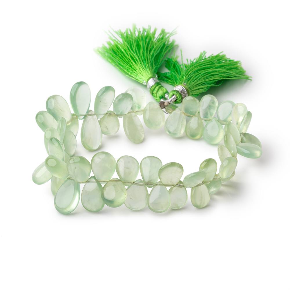 9x7-14x8mm Prehnite Plain Pear Beads 8 inch 48 pieces