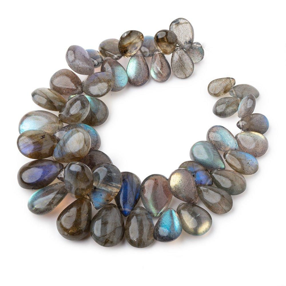 9x13-10x18mm Labradorite Plain Pear Beads 7.5 inch 46 pieces AA Grade