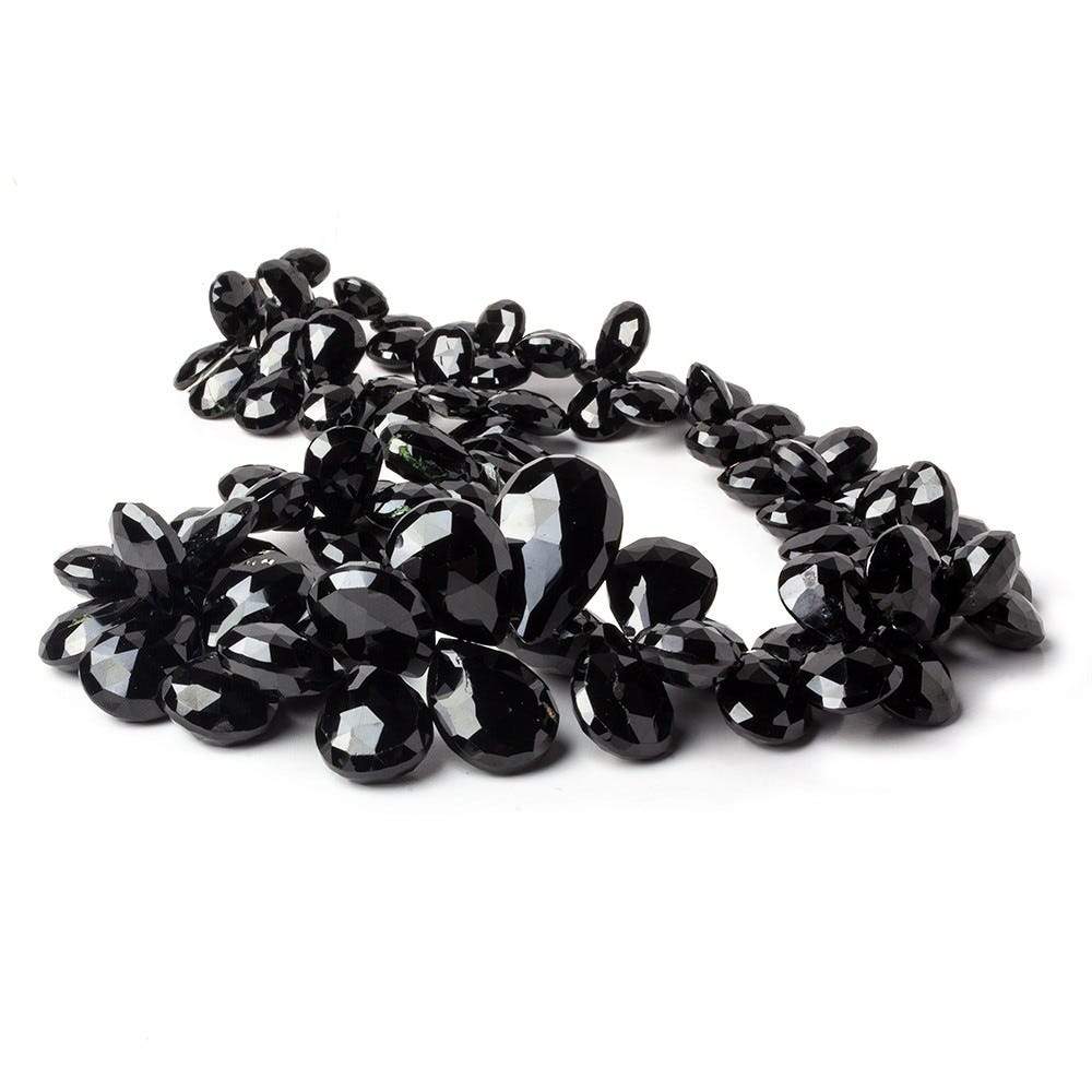 9x7-21x13mm Black Spinel Faceted Pear & Heart Beads 15 Inch 94 pieces