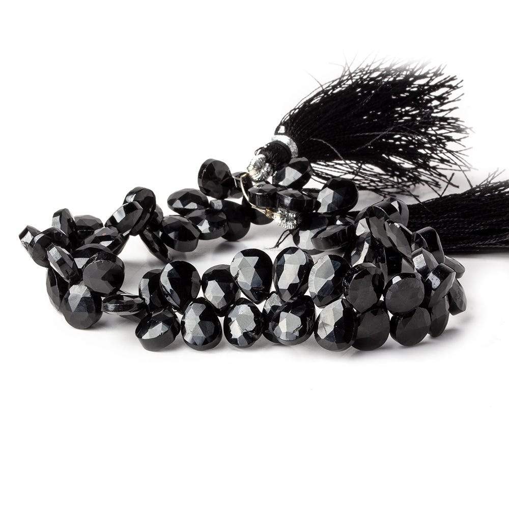 9x7mm Black Spinel Faceted Pears 8 inch 65 beads