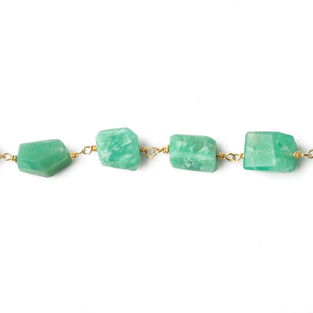 9x7mm Chrysoprase faceted nugget Vermeil Chain by the foot 22 pieces