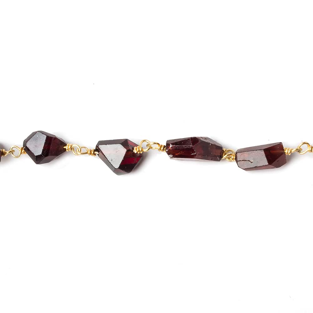 9x7mm Garnet Faceted Nuggets on Vermeil Chain