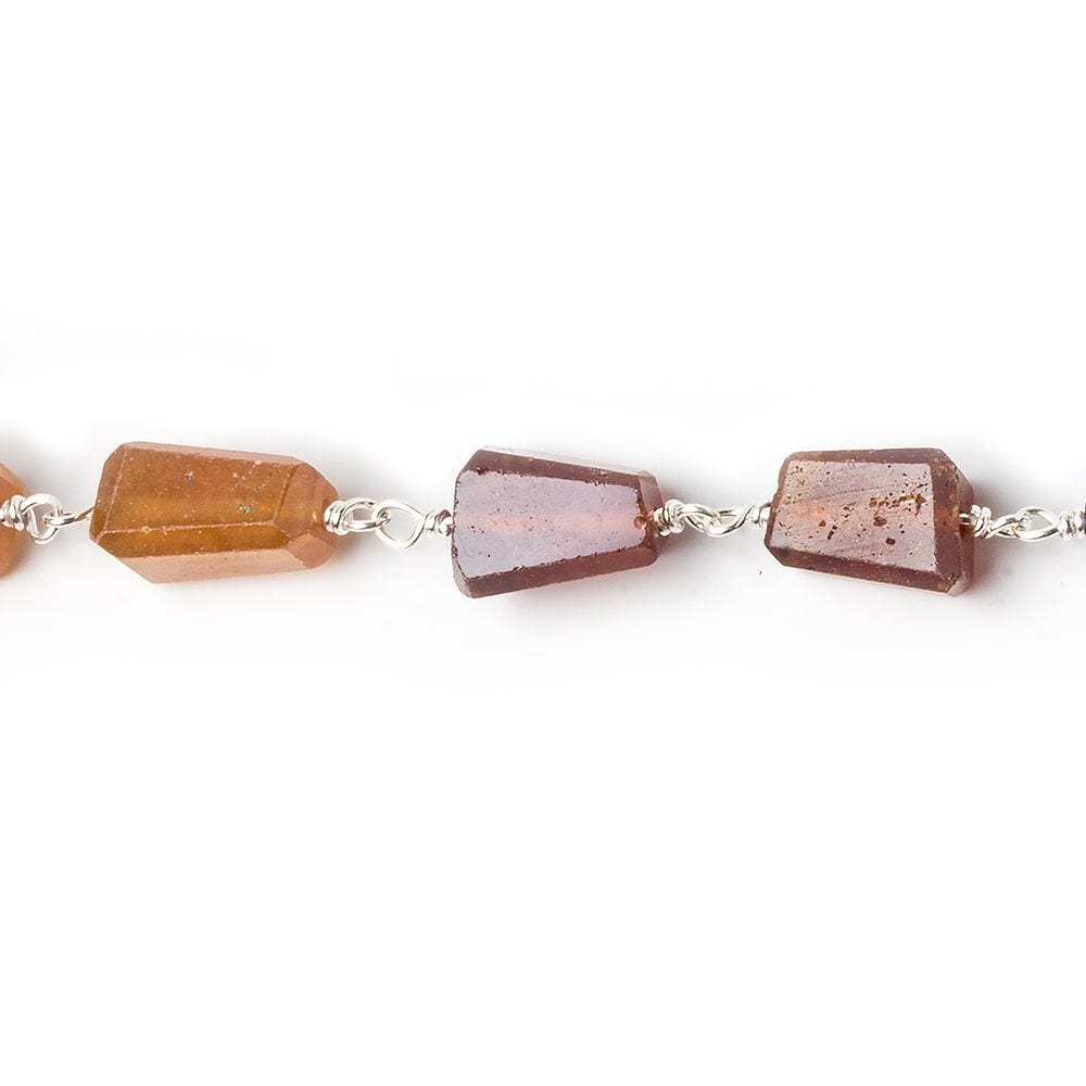 9x7mm Hessonite Garnet faceted nugget .925 Silver Chain by the foot 22 pieces