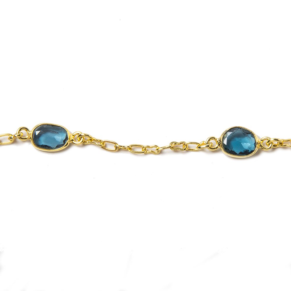 9x7mm London Blue Topaz Vermeil Bezel and Link Chain by the foot 8 pieces