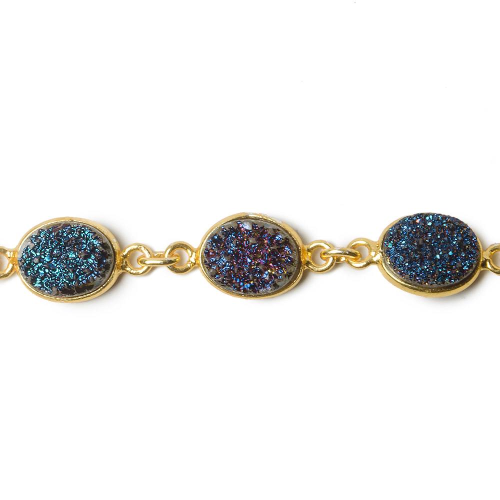 9x7mm Mystic Drusy Vermeil Bezel Chain by the foot