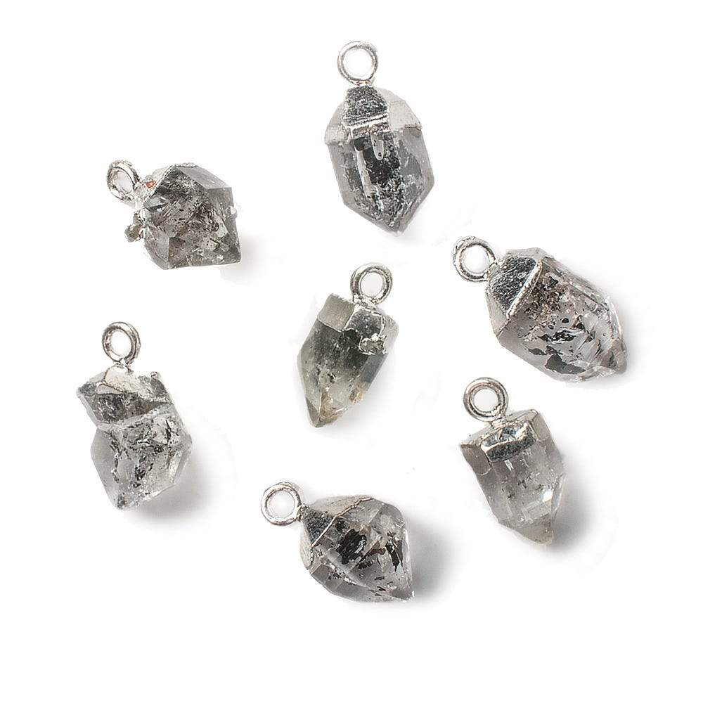 9x7mm Silver Leafed Herkimer Diamond Crystal Quartz Focal Pendant 1 piece