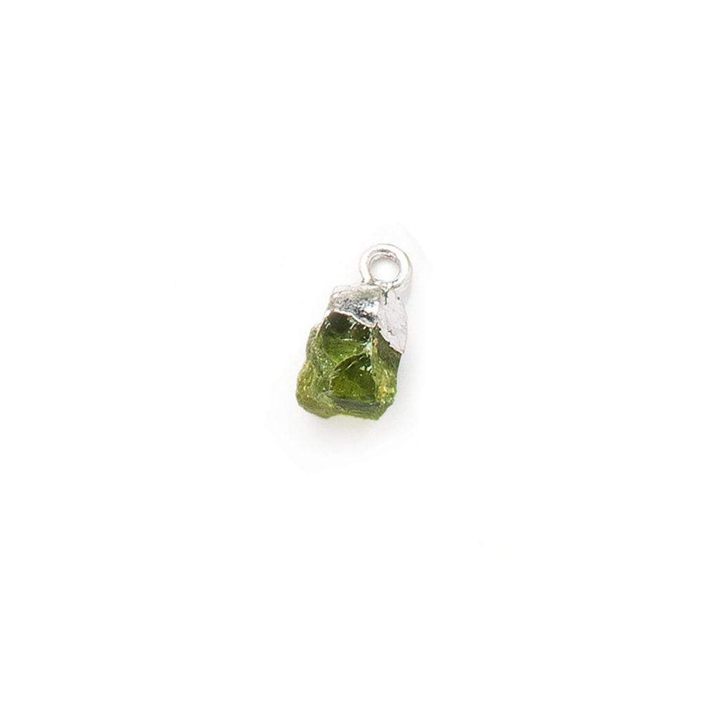 9x7mm Silver Leafed Peridot Natural Crystal Focal Pendant 1 piece