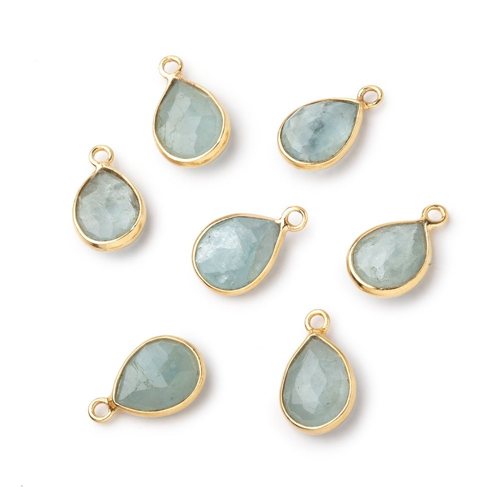9x7-11x8mm Vermeil Bezel Milky Aquamarine Faceted Pear Pendant 1 Focal piece
