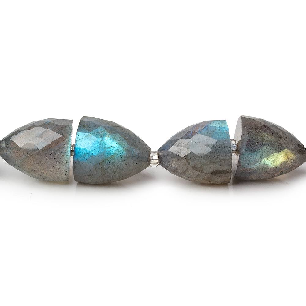 9x8-11x10mm Labradorite Faceted Cones 15.5 inch 34 beads AA 1mm drill hole