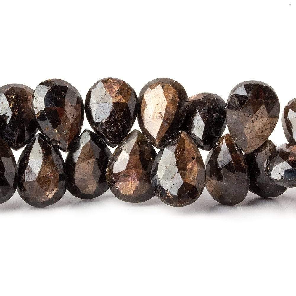 9x8-12x8mm Golden Sheen Sapphire faceted pear beads 8 inch 53 pieces AAA