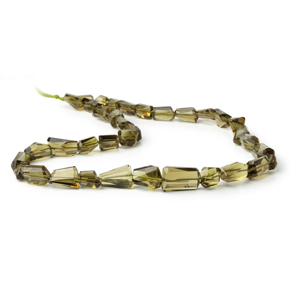 9x9-18x12mm Olive Green Quartz Faceted Nugget 18 inch 36 Beads AAA