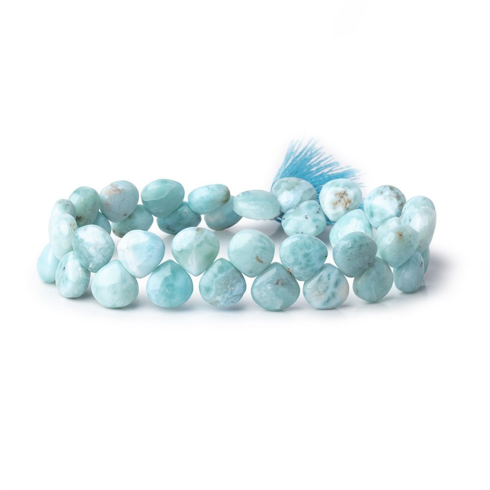 9x9mm Larimar Plain Heart Beads 7.5 inch 37 pieces AA