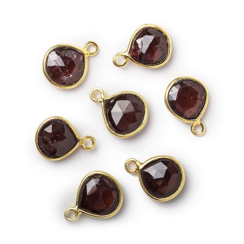 9x9mm Vermeil Bezel Garnet faceted heart Pendant 1 piece