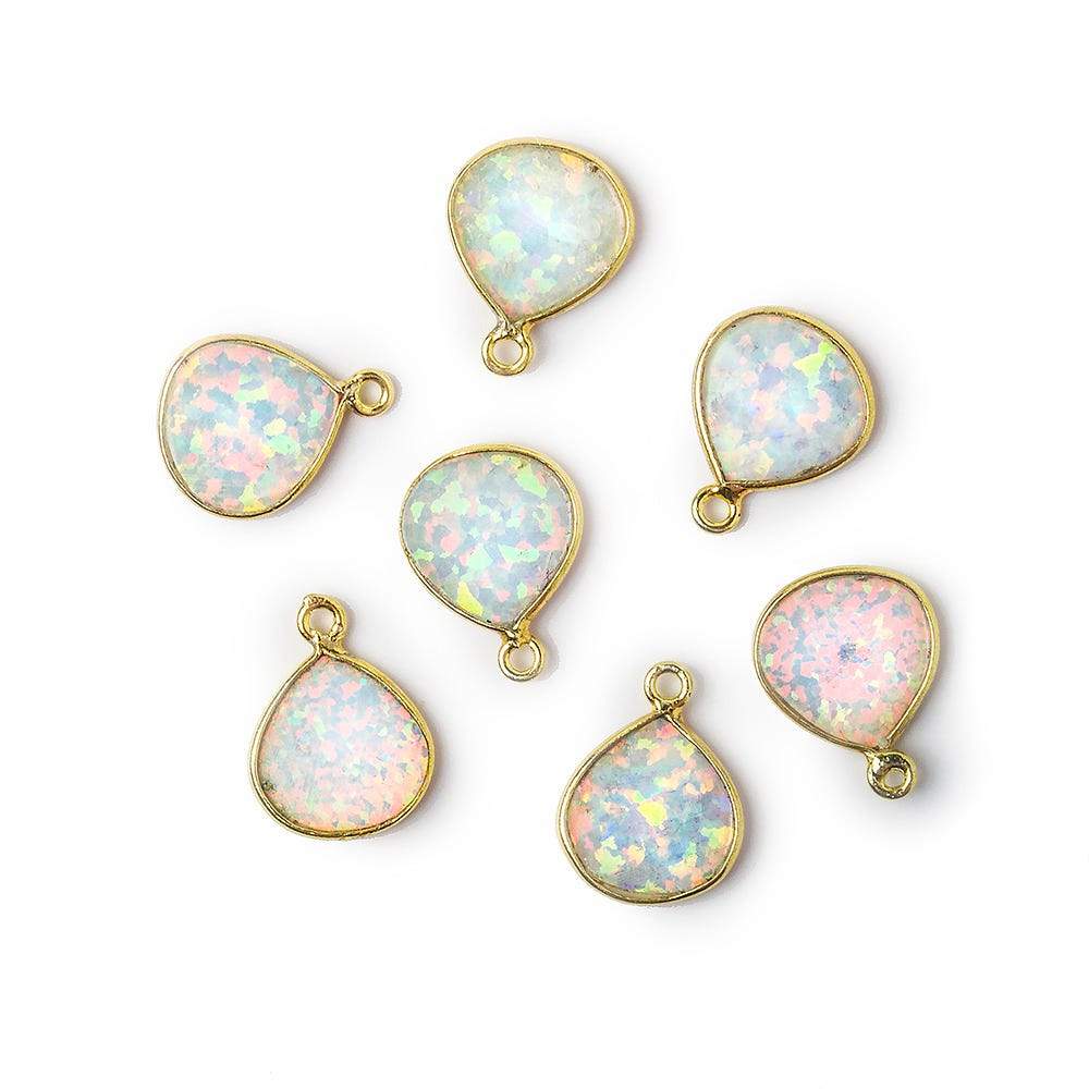 9x9mm Vermeil Bezel Synthetic Opal faceted heart Pendant 1 piece