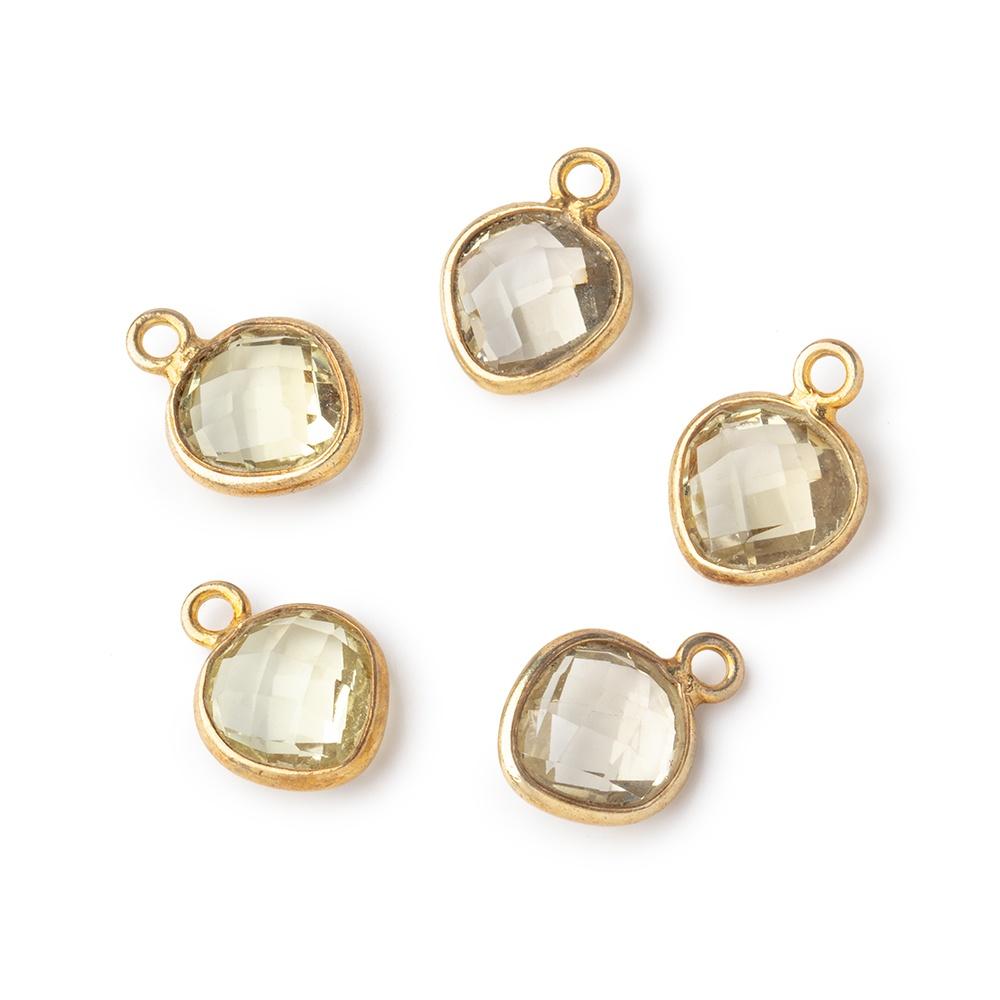 9x9mm Vermeil Bezeled Lemon Quartz Faceted Heart Pendant 1 Focal Piece