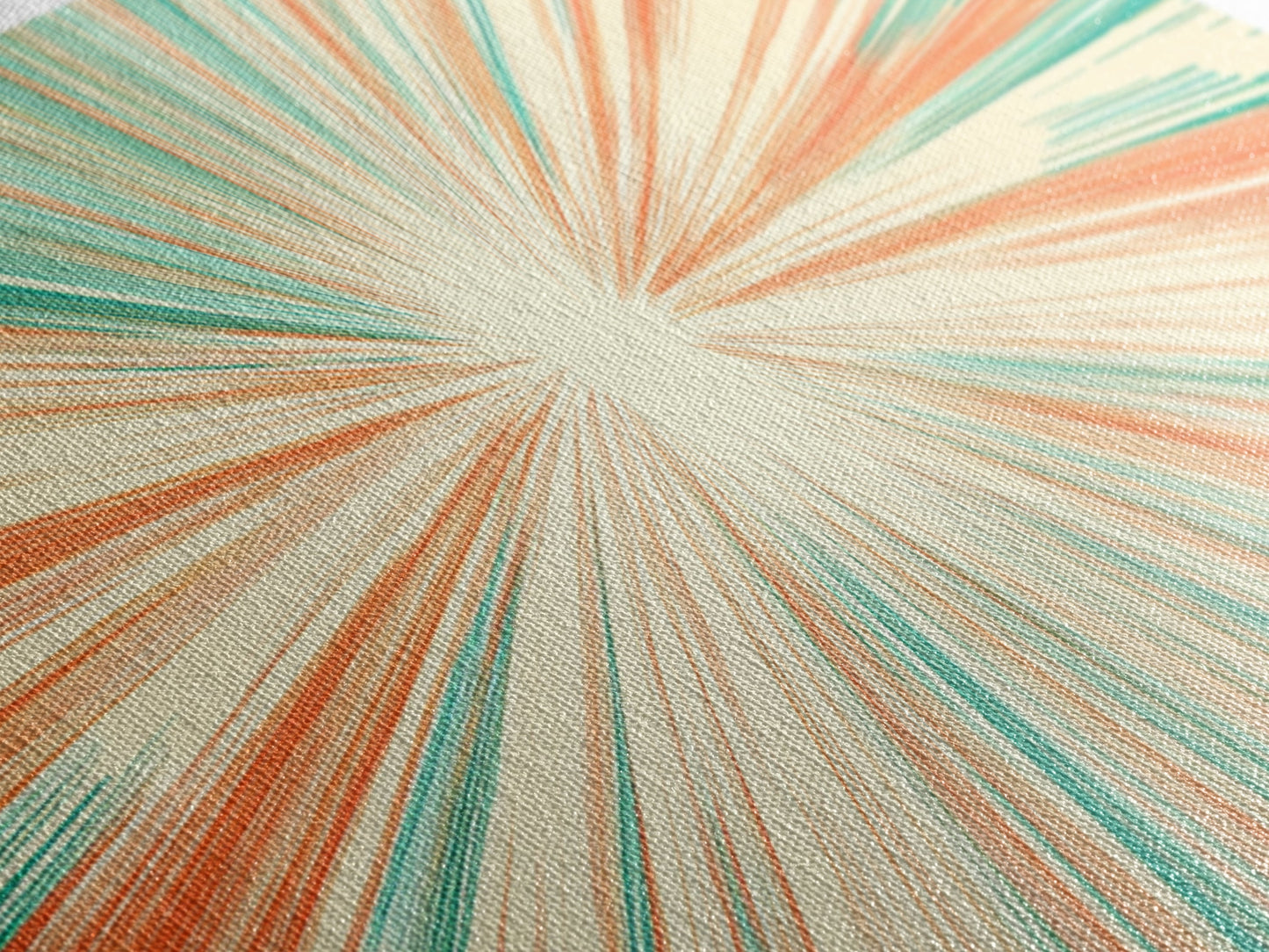 Mid Centery Modern Canvas Print - Framed MCM Style Wall Art, Orange and Green Star Burst - Art Deco Modern Art - Above Sofa Decor