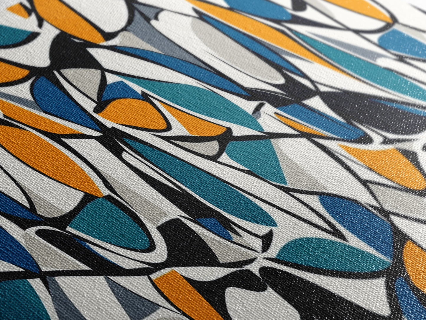 Mid Century Modern Art - Floral Abstract Pattern - Panoramic Canvas Print - Retro Loft Art - Large Wall Art - Geometric Abstract Art