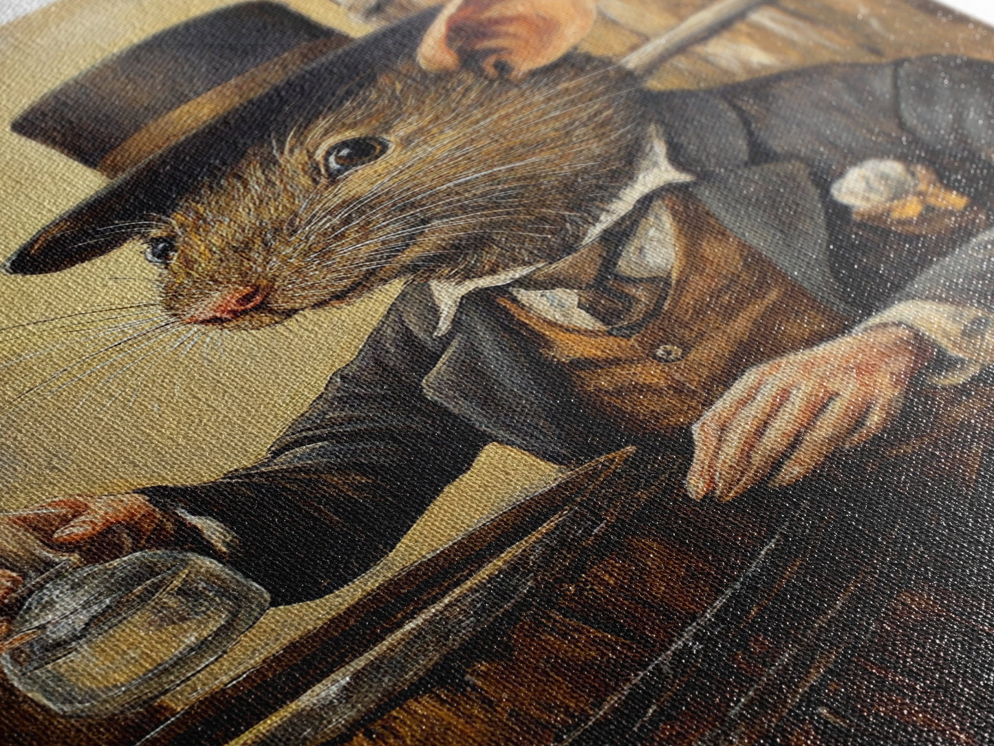 Rats with Jobs, Framed Canvas Print, Rat Painting, The Rat Whiskey Distiller, Cute Rat Home Decor