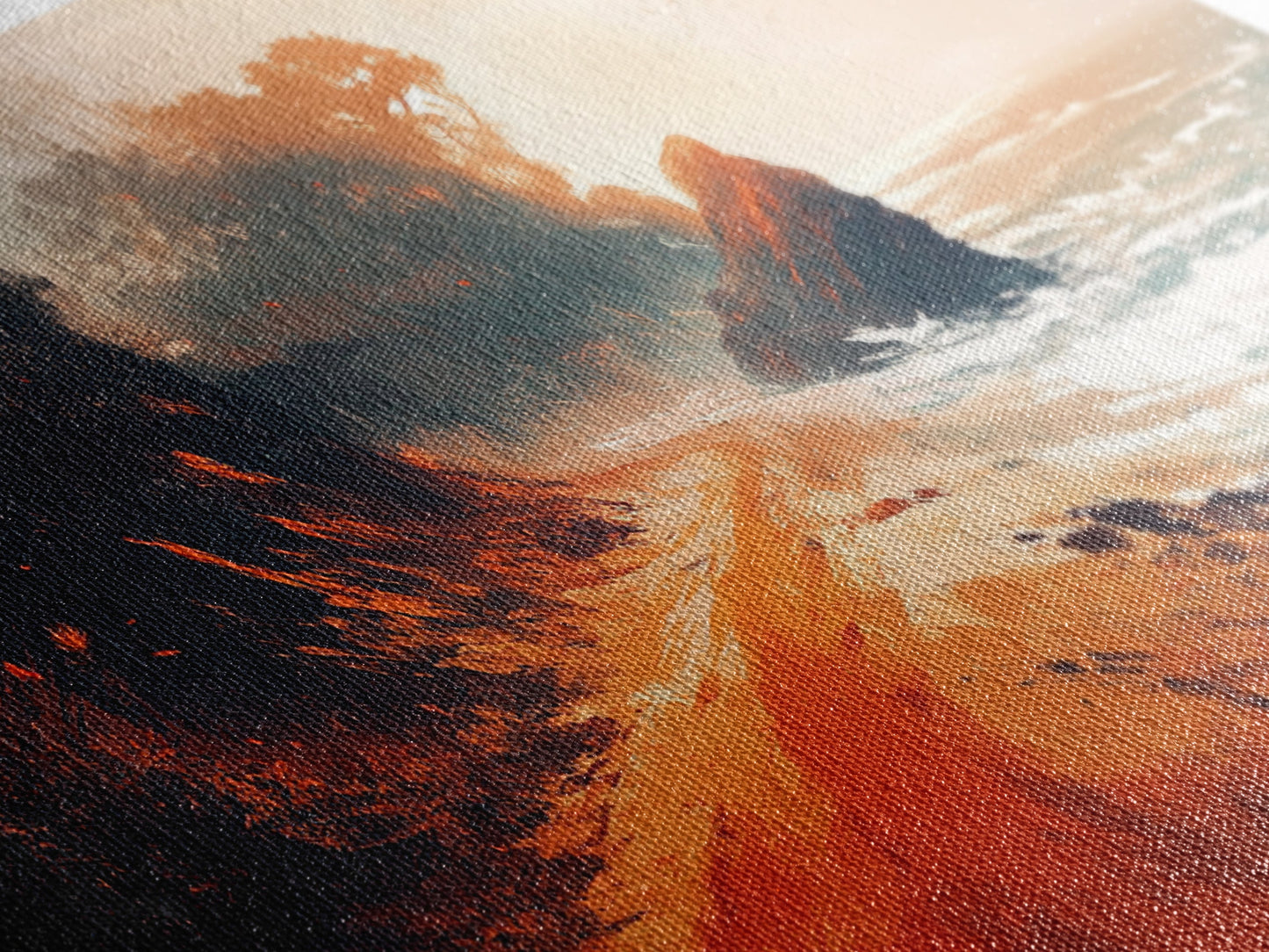 Coastal Road, southwest wall art, rustic decor, coastal landscape art, boho art, panoramic painting, gift idea for him, Canvas Print