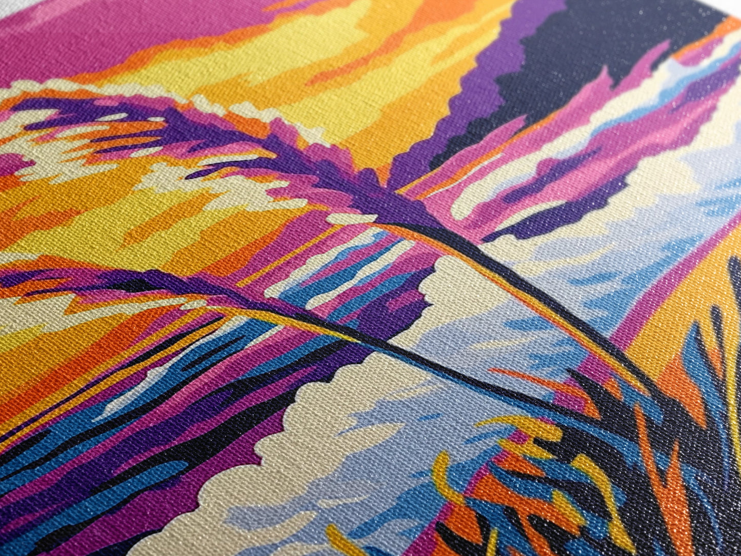 Coastal, Waves, Beach, Ocean, Framed Canvas Print, Vibrant Beach Art, Tropical Wall Decor, Living Room Art, Colorful Nautical Painting