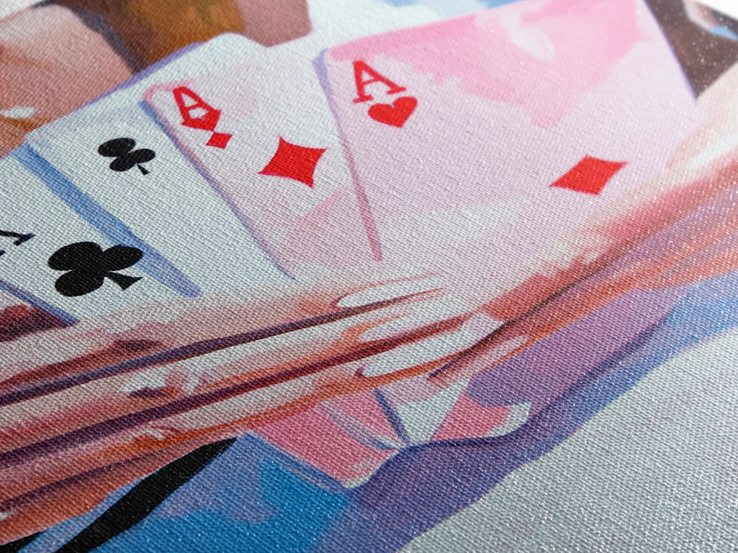 Poker Hand, Woman Holding Cards, Gambling Art, Casino Wall Art, Luxury Decor, Contemporary Art, Framed Canvas Print, Game Room