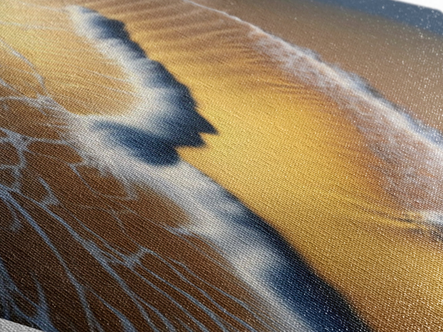 Golden Shoreline Tide – Diamond Shaped Ocean Wave Wall Decor, Coastal Nature Canvas Embossed Print, Beach Sunset Home Accent