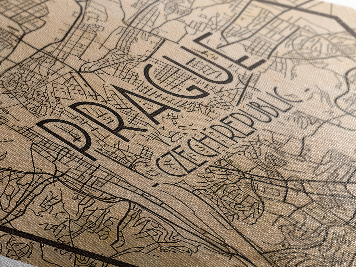 Prague - Czech Republic Diamond Shaped Travel Poster, Custom Diamond Shaped Wall Art, City Map Canvas