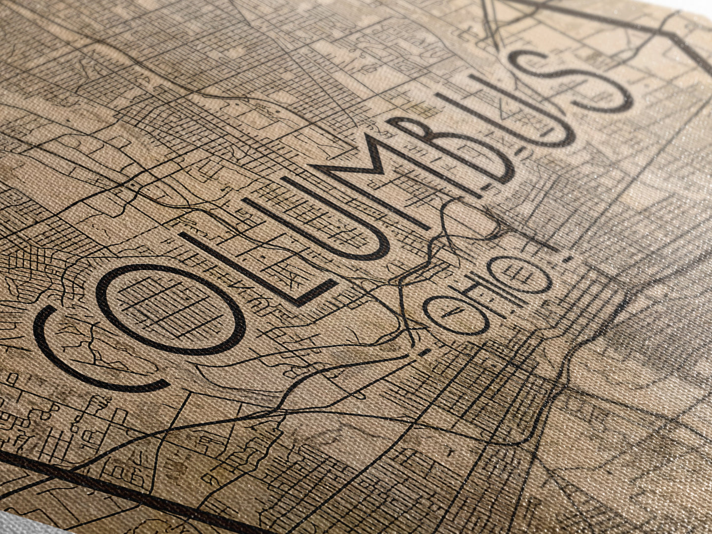 Columbus Diamond Shaped Travel Poster, Custom Diamond Shaped Wall Art, City Map Canvas